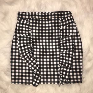 Boohoo Gingham Print Pencil Skirt
